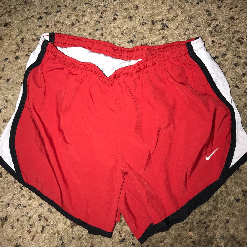 red nike shorts